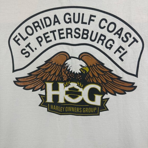Harley Owners Group Hanes T-Shirt 2XL White Florida Gulf Coast St.Petersburg FL - Picture 4 of 7